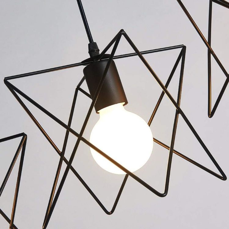 Picture of Industrial Cage Pendant Light - 18cm Black Iron Ceiling Fixture - E27 Bulb Compatible (Not Included) - No Canopy - Farmhouse & Café Lighting - Vintage Hanging Lamp