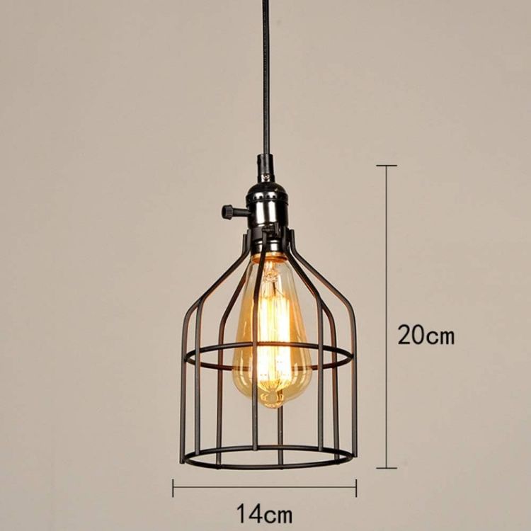 Picture of Modern Black Iron Pendant Light –E27 Bulb Holder (Bulb Not Included), Industrial Vintage Ceiling Hanging Lamp for Living Room, Kitchen, Café
