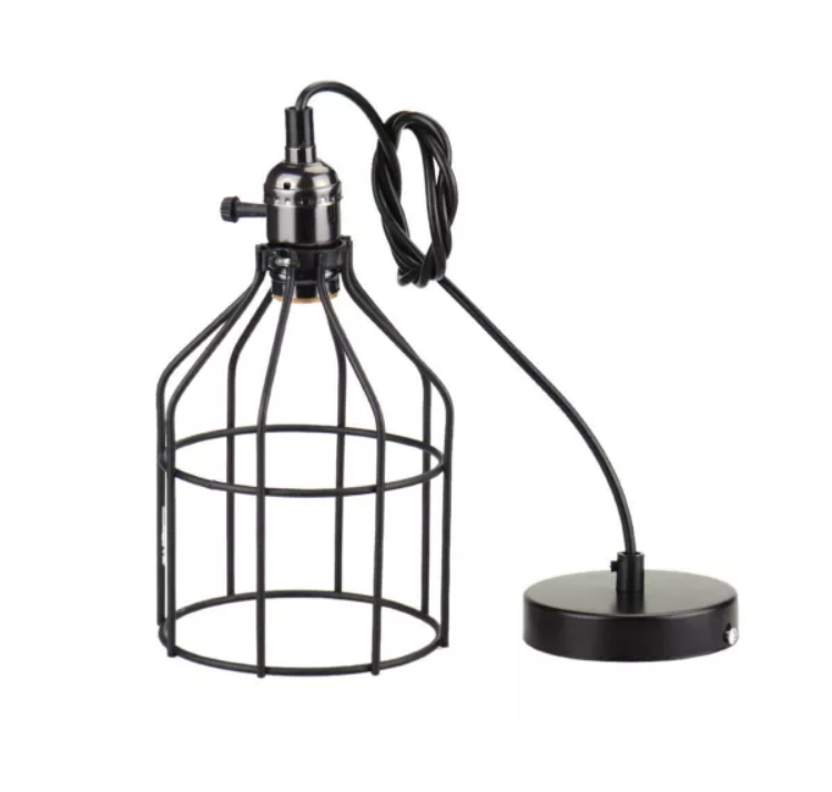 Picture of Modern Black Iron Pendant Light –E27 Bulb Holder (Bulb Not Included), Industrial Vintage Ceiling Hanging Lamp for Living Room, Kitchen, Café