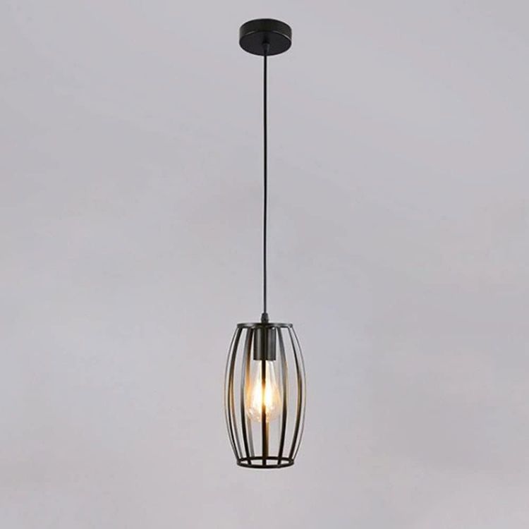 Picture of Vintage Industrial Black Ceiling Pendant Light - E27 Bulb Holder (Bulb Not Included) - Retro Edison Style Hanging Lamp for Kitchen, Dining Room, Café & Loft Decor 