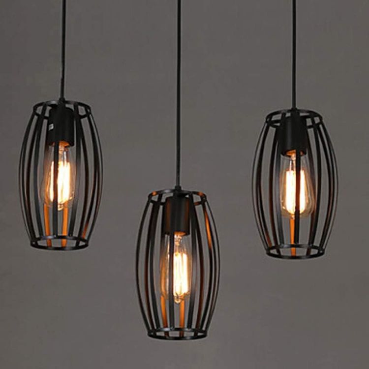 Picture of Vintage Industrial Black Ceiling Pendant Light - E27 Bulb Holder (Bulb Not Included) - Retro Edison Style Hanging Lamp for Kitchen, Dining Room, Café & Loft Decor 