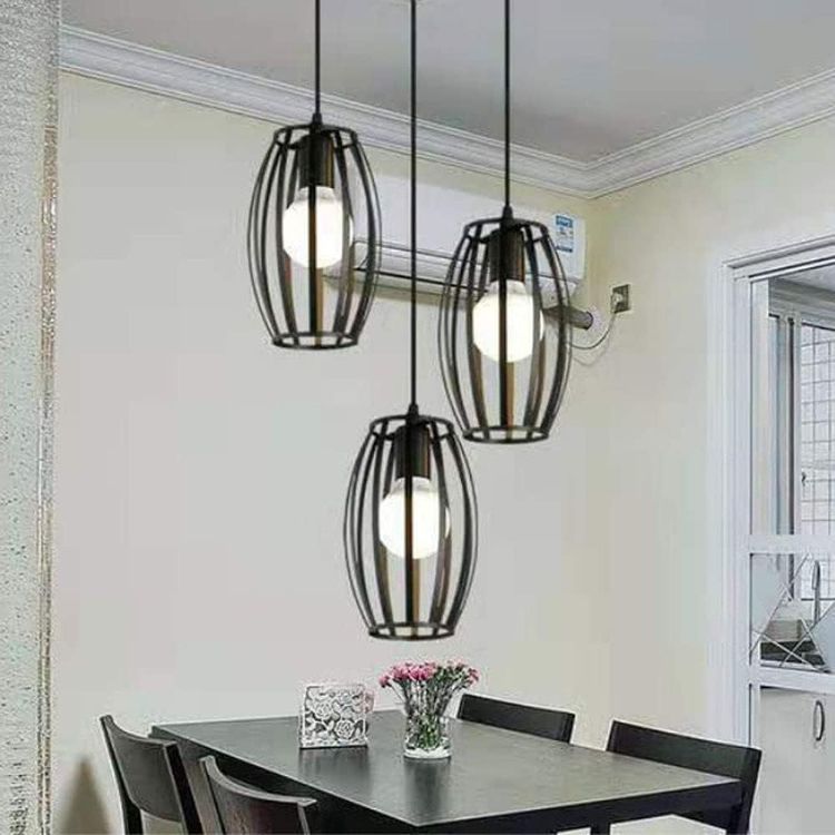 Picture of Vintage Industrial Black Ceiling Pendant Light - E27 Bulb Holder (Bulb Not Included) - Retro Edison Style Hanging Lamp for Kitchen, Dining Room, Café & Loft Decor 