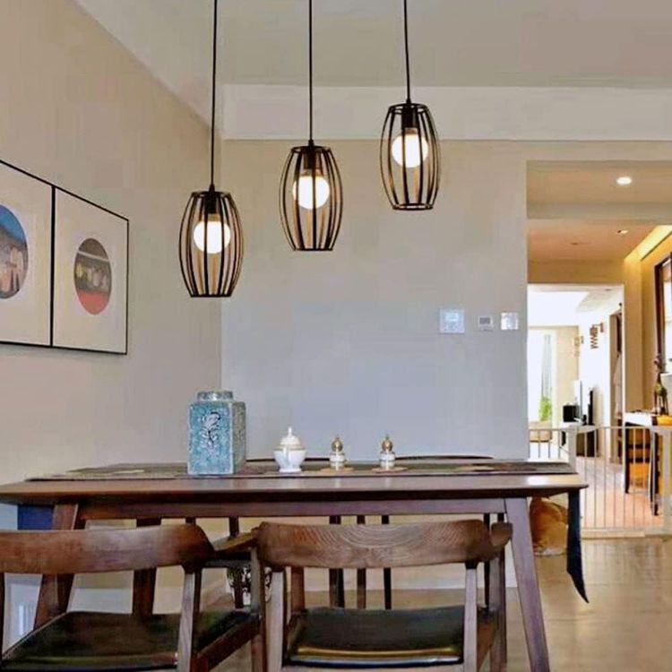 Picture of Vintage Industrial Black Ceiling Pendant Light - E27 Bulb Holder (Bulb Not Included) - Retro Edison Style Hanging Lamp for Kitchen, Dining Room, Café & Loft Decor 