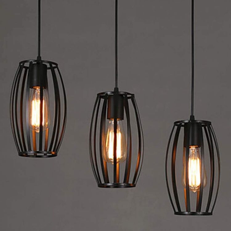 Picture of Vintage Industrial Black Ceiling Pendant Light - E27 Bulb Holder (Bulb Not Included) - Retro Edison Style Hanging Lamp for Kitchen, Dining Room, Café & Loft Decor 