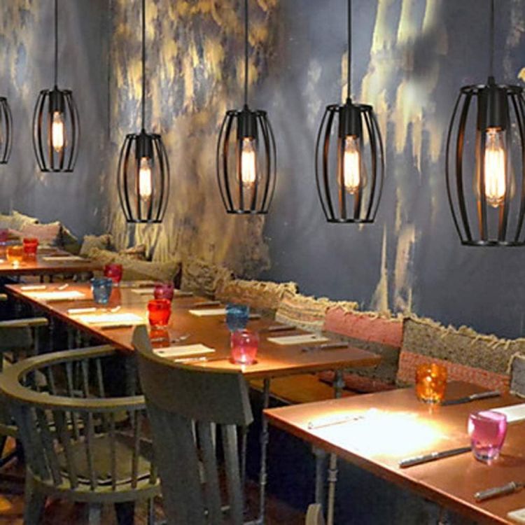 Picture of Vintage Industrial Black Pendant Light E27 Retro Edison Hanging Lamp Kitchen Dining Café Loft