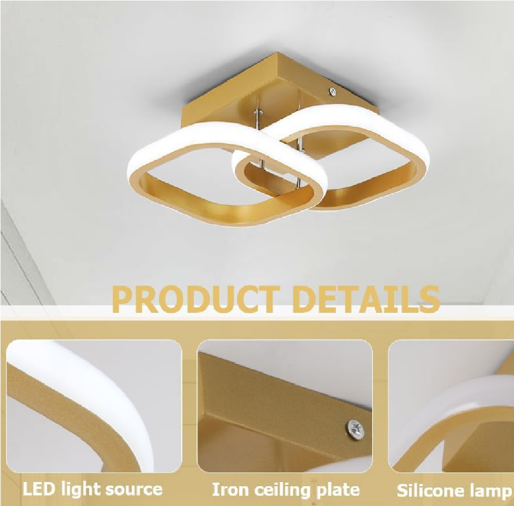 Picture of LED Ceiling Light 22W, Square Flush Mount Light Fixture 6000K Cool White, Modern Ceiling Lamp for Hallway, Bedroom, Kitchen, Office Lighting