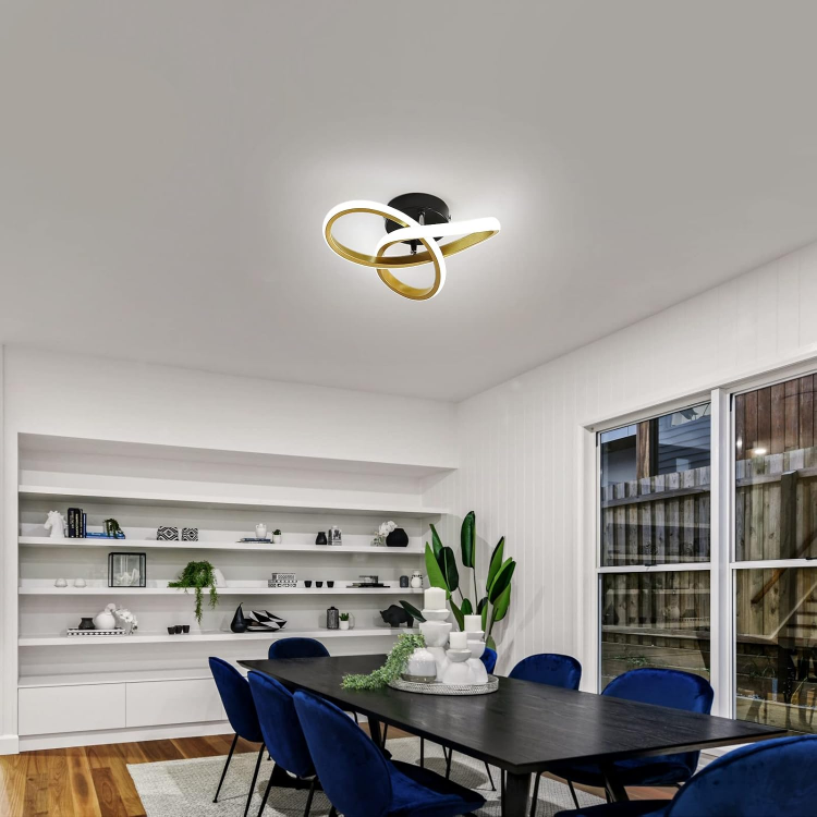 Picture of 22W Modern Round LED Ceiling Light, 6000K Cool White Geometry Lamp, Flush Mount Fixture for Bedroom, Living Room, Corridor