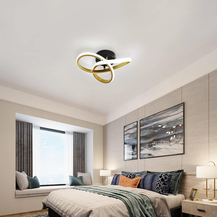 Picture of 22W Modern Round LED Ceiling Light, 6000K Cool White Geometry Lamp, Flush Mount Fixture for Bedroom, Living Room, Corridor