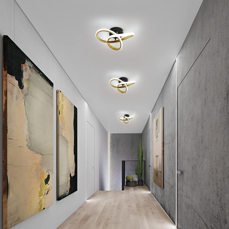 Picture of 22W Modern Round LED Ceiling Light, 6000K Cool White Geometry Lamp, Flush Mount Fixture for Bedroom, Living Room, Corridor