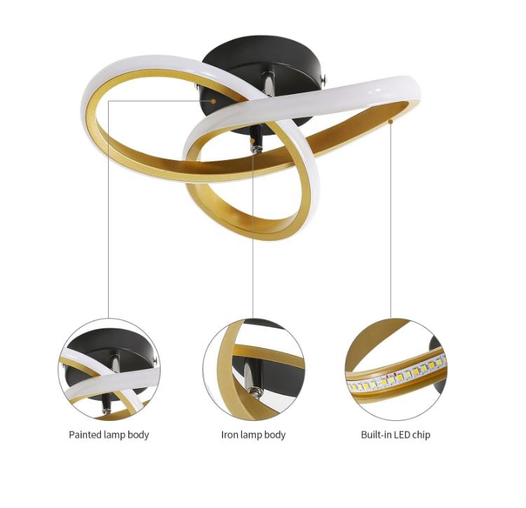 Picture of 22W Modern Round LED Ceiling Light, 6000K Cool White Geometry Lamp, Flush Mount Fixture for Bedroom, Living Room, Corridor
