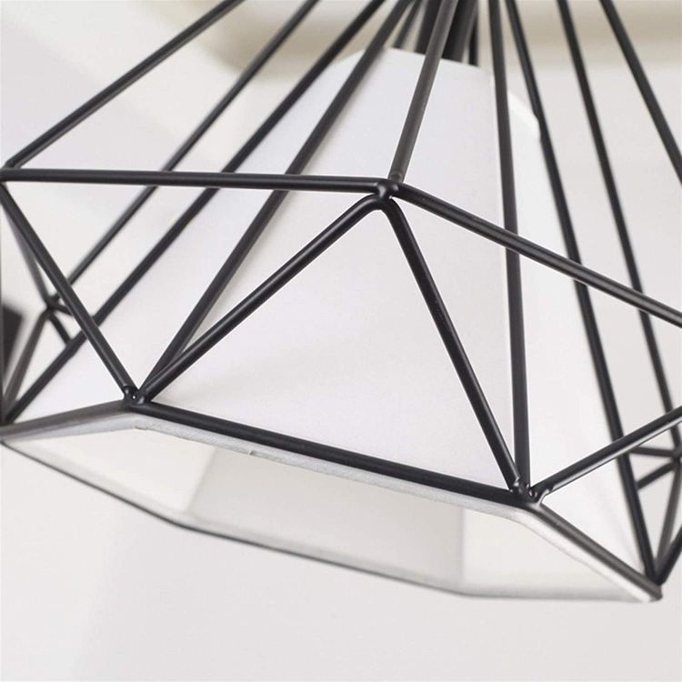 Picture of Modern Industrial Pendant Light – Black Triangle Cage Hanging Lamp, Adjustable Height, E27 Base, Vintage Metal Ceiling Light Fixture for Kitchen, Dining Room, Bar, Office – Bulb Not Included