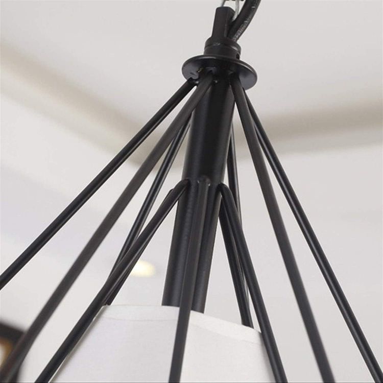 Picture of Modern Industrial Pendant Light – Black Triangle Cage Hanging Lamp, Adjustable Height, E27 Base, Vintage Metal Ceiling Light Fixture for Kitchen, Dining Room, Bar, Office – Bulb Not Included