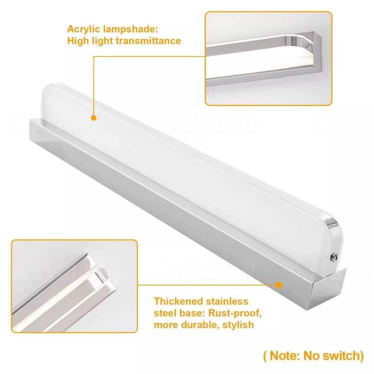 Picture of LED Mirror Front Light 9W  Warm White, Front Lighting IP44 for Bathroom, LED Over Mirror Light, White Base
