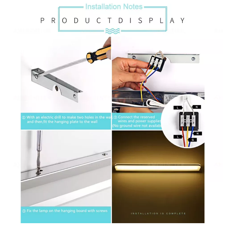 Picture of LED Mirror Front Light 9W  Warm White, Front Lighting IP44 for Bathroom, LED Over Mirror Light, White Base