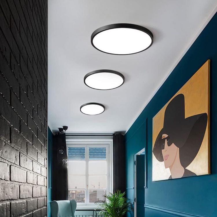 Picture of 48W Black Round LED Panel Flush Mount Ceiling Light