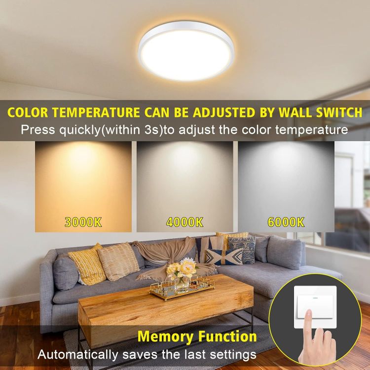 Picture of Dimmable LED Ceiling Light Panel, 24W 1500LM,3000K-6000K,Night Light Function,IP54 Waterproof Round LED Flush Mount Ceiling Light