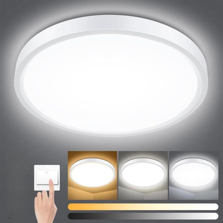 Picture of 24W Dimmable LED Ceiling Light – IP54 Waterproof Round Panel Lamp, 3000K–6000K Adjustable Color, 1500LM Flush Mount with Night Light Function