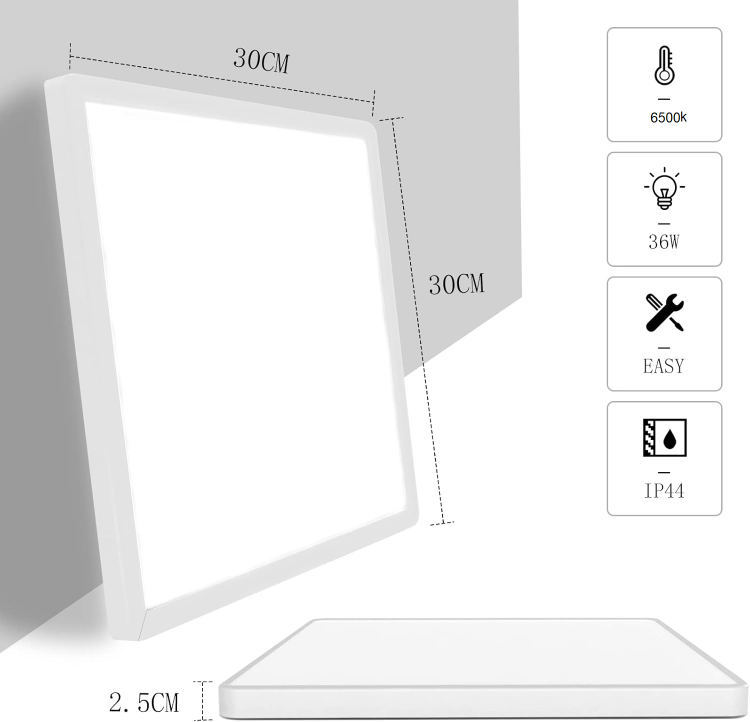 Picture of 36W LED Ceiling Light, 3240LM Waterproof Bathroom Lights Ceiling, Super Bright 6500K Daylight White