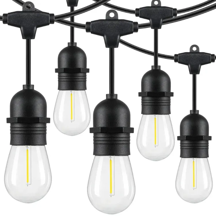 Picture of Outdoor Lights Mains Powered, 48FT LED S14 Garden Festoon Lighting with 15 LED Bulbs, Shatterproof Festoon Lights