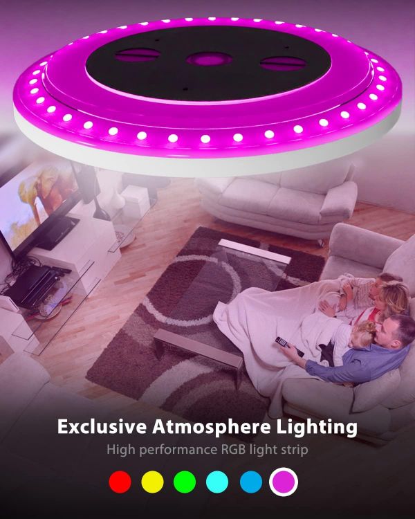 Picture of 24W RGB LED Ceiling Light With Remote Control – 30cm Ultra Slim Dimmable Flush Mount Round Ceiling Lamp – 6 Colour Backlight Modes, Timer, Memory Function, 3200LM Bright Indoor Lighting Fixture – Modern White Finish for Bedroom, Living Room, Kitchen, Bathroom & Office UK