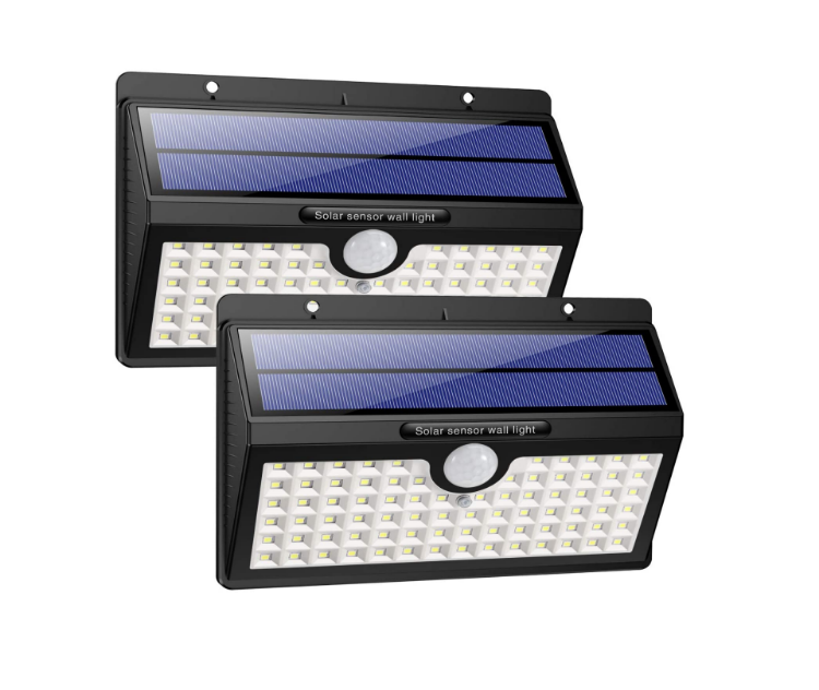 Picture of HETP Solar Powered Outdoor Wall Lights, 78 LED Solar Lights For the Wall, Waterproof Solar Exterior Lights Wall With 3 Modes (2 Pack)