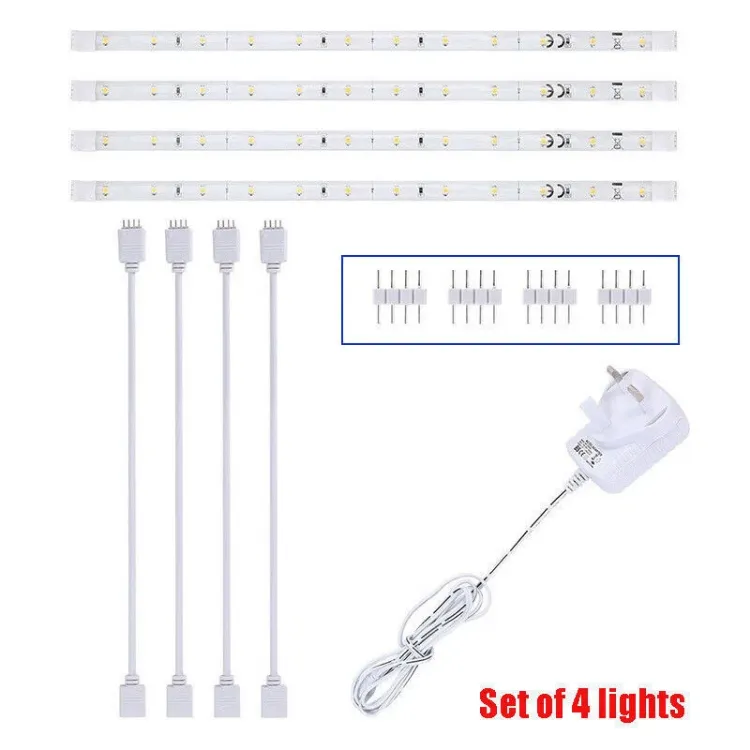 Picture of 4x LED Strip Lights Under Cabinet Kitchen Cupboard Bar Counter Plug In Linkable