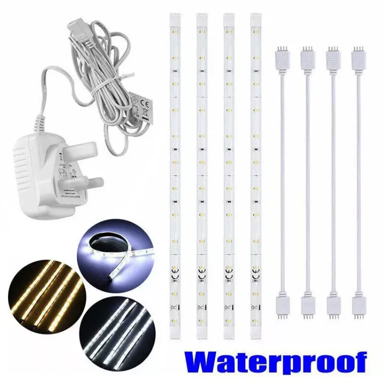Picture of 4x LED Strip Lights Under Cabinet Kitchen Cupboard Bar Counter Plug In Linkable