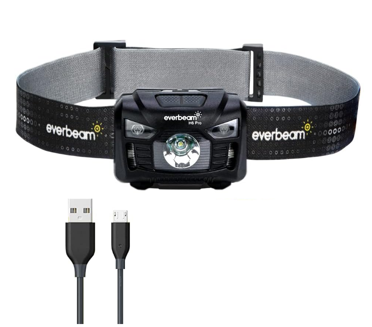 Picture of H6 Pro LED Head Torch Headlamp, Motion Sensor Control, 650 Lumen Bright 20 Hours Runtime 1200mAh Battery Powered USB Rechargeable Headlight