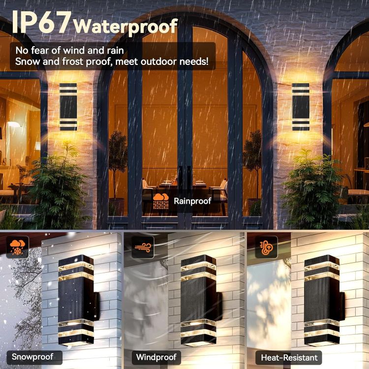 Picture of Outdoor Wall Lights Mains Powered, IP67 Waterproof Up Down Outside Lights, Modern LED GU10 External Lighting Exterior Wall Lamp