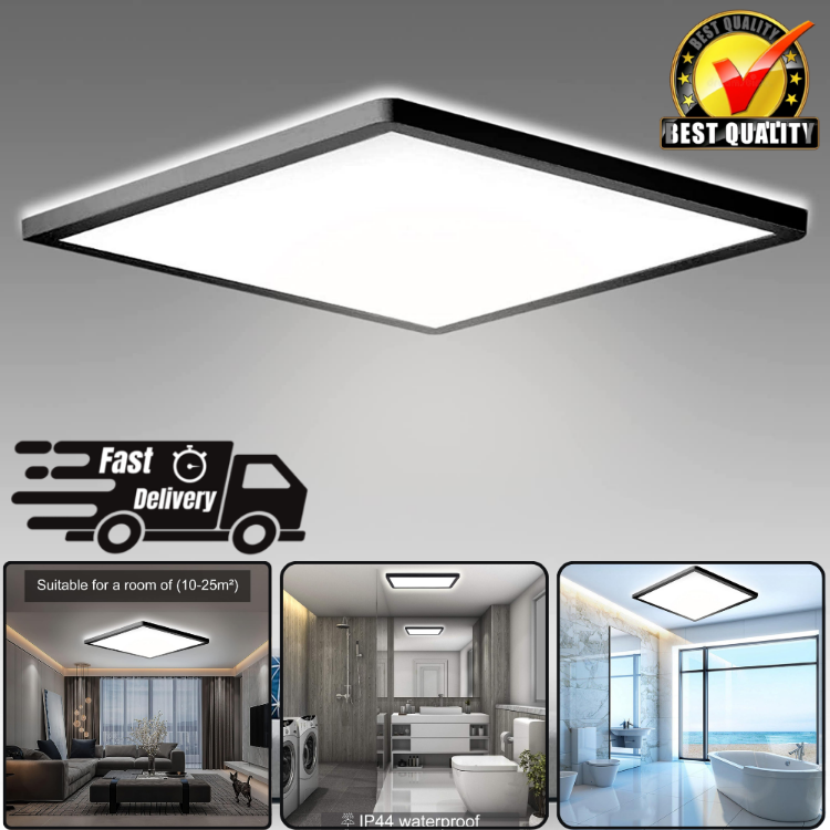 Black Frame LED Ceiling Lamp – Ultra-Thin Square Design