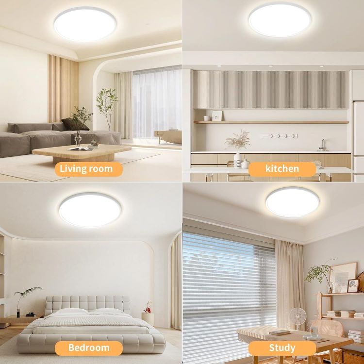 Picture of 30CM Bathroom Light 28W 3200LM 6000K/4000K/3000K IP54 Waterproof Ultra Thin Bathroom Lights Ceiling, Round Flush Ceiling Light for Kitchen Bedroom Toilet Porch Hallway Living Room Office