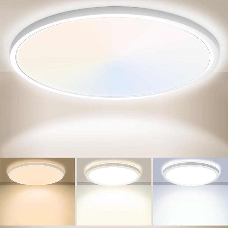 Picture of 30CM Bathroom Light 28W 3200LM 6000K/4000K/3000K IP54 Waterproof Ultra Thin Bathroom Lights Ceiling, Round Flush Ceiling Light for Kitchen Bedroom Toilet Porch Hallway Living Room Office