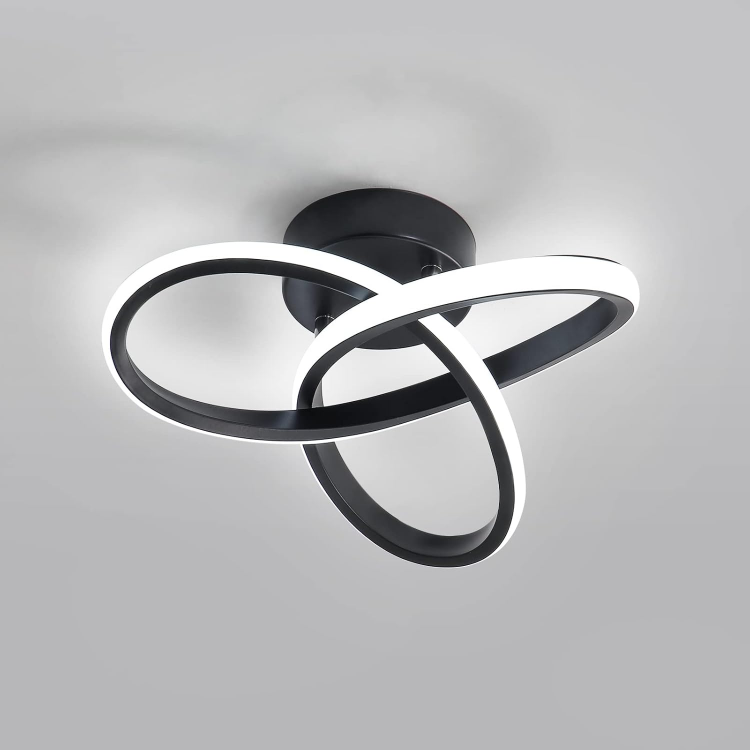 Picture of Modern 20W LED Ceiling Light, 2200LM Dimmable Flush Mount Fixture, 25cm Black Indoor Lamp – 3000K/4500K/6500K for Bedroom, Kitchen, Hallway, Office, Living Room