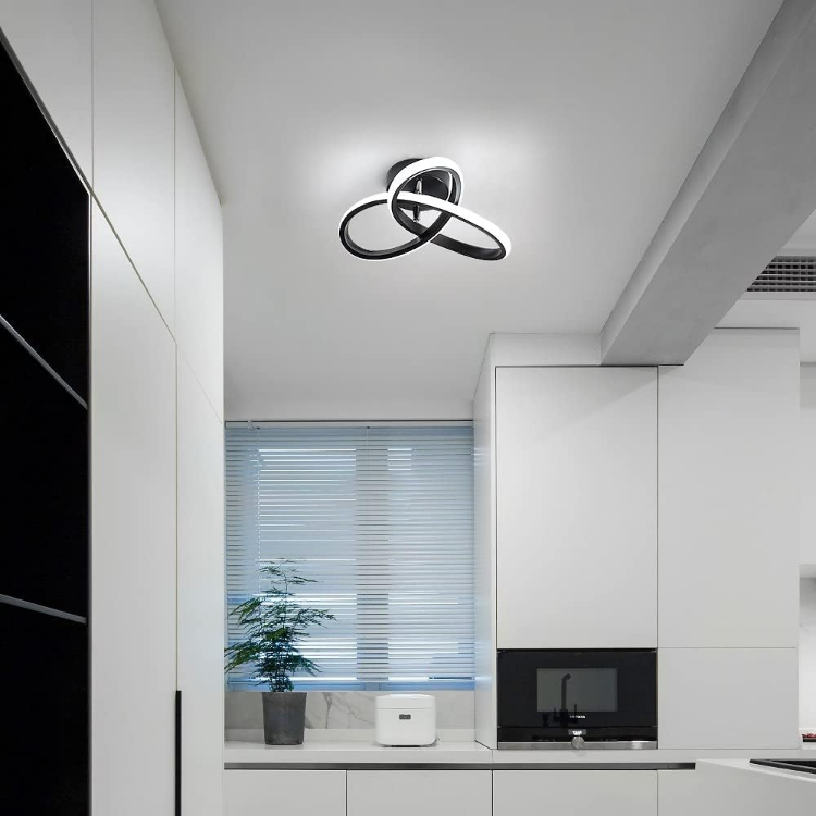 Picture of Modern 20W LED Ceiling Light, 2200LM Dimmable Flush Mount Fixture, 25cm Black Indoor Lamp – 3000K/4500K/6500K for Bedroom, Kitchen, Hallway, Office, Living Room