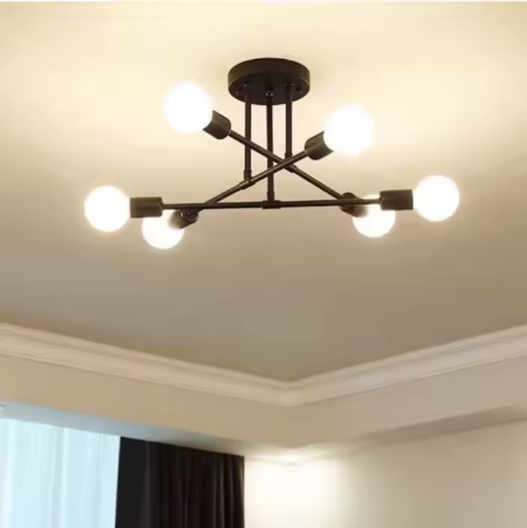 Picture of Modern Ceiling Light Fixtures,Adjustable 6-Light Sputnik E27 Chandelier,Semi-Flush Mount Pendant Lighting Fixtures Plating Finish