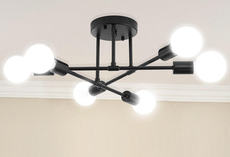 Picture of Modern Ceiling Light Fixtures,Adjustable 6-Light Sputnik E27 Chandelier,Semi-Flush Mount Pendant Lighting Fixtures Plating Finish