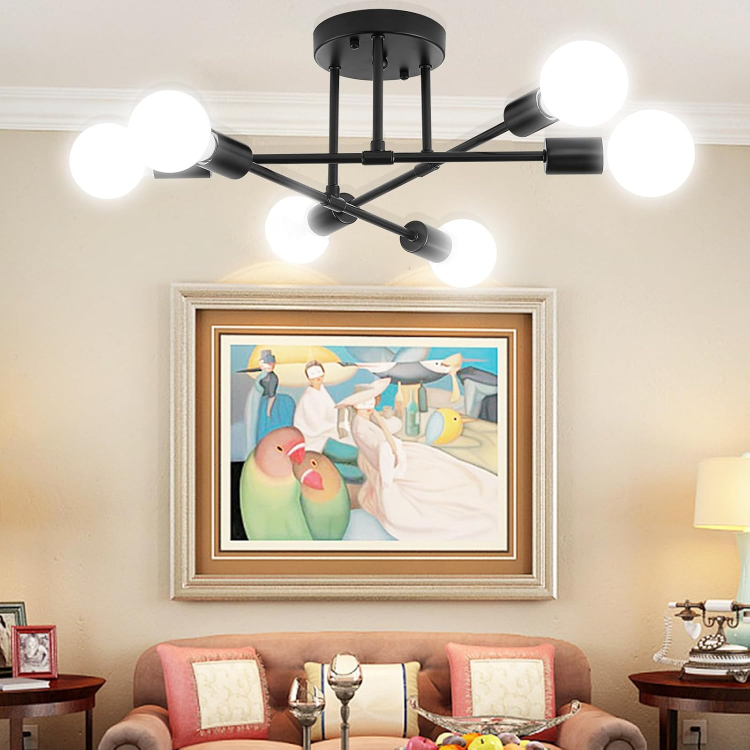 Picture of Modern Ceiling Light Fixtures,Adjustable 6-Light Sputnik E27 Chandelier,Semi-Flush Mount Pendant Lighting Fixtures Plating Finish