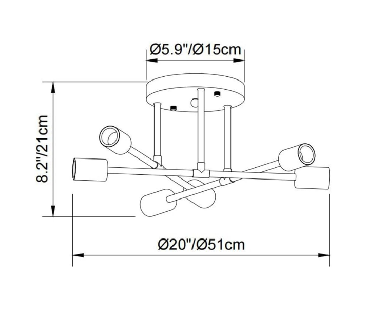 Picture of Modern Ceiling Light Fixtures,Adjustable 6-Light Sputnik E27 Chandelier,Semi-Flush Mount Pendant Lighting Fixtures Plating Finish