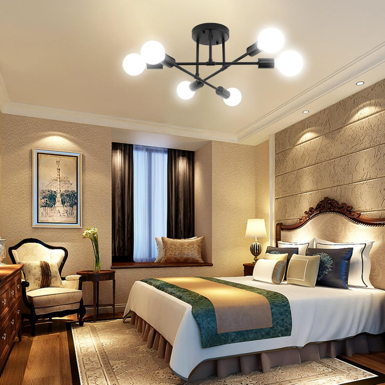 Picture of Modern Ceiling Light Fixtures,Adjustable 6-Light Sputnik E27 Chandelier,Semi-Flush Mount Pendant Lighting Fixtures Plating Finish