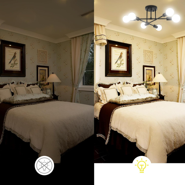 Picture of Modern Ceiling Light Fixtures,Adjustable 6-Light Sputnik E27 Chandelier,Semi-Flush Mount Pendant Lighting Fixtures Plating Finish