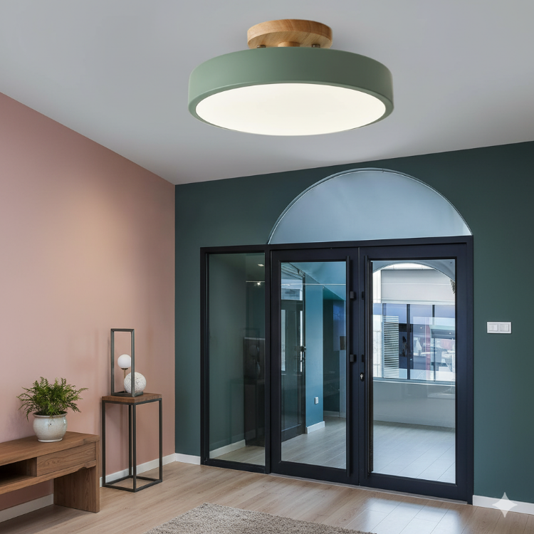 Picture of Led Ceiling Light, 3 Color Temperature 3000/4000/6000K,Modern Wood Flush Mount Ceiling Light Fitting for Living Room Bedroom Kitchen Hallway