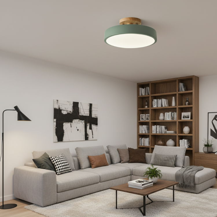 Picture of Led Ceiling Light, 3 Color Temperature 3000/4000/6000K,Modern Wood Flush Mount Ceiling Light Fitting for Living Room Bedroom Kitchen Hallway