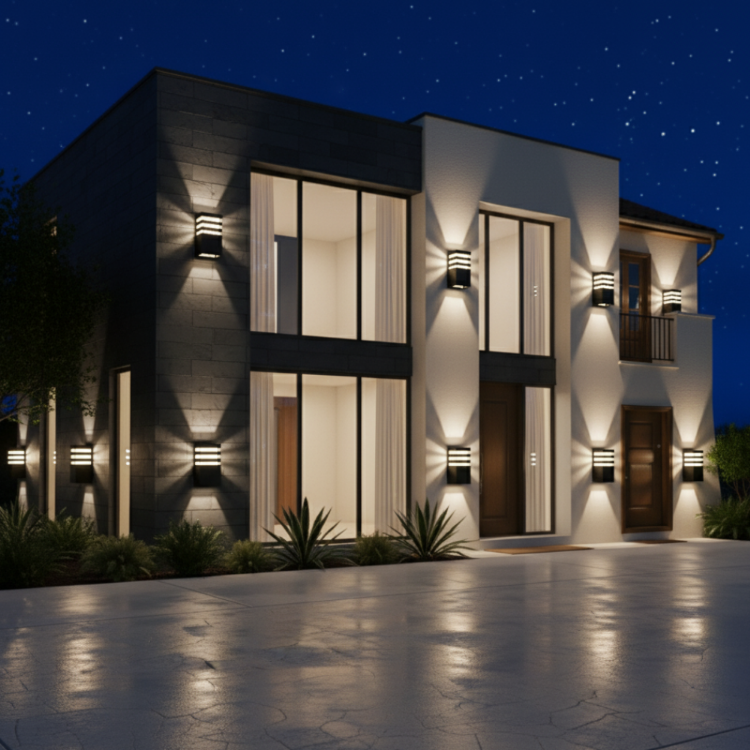 Picture of Modern LED Up & Down Wall Light – IP44 Waterproof Double Sconce for Outdoor Spaces