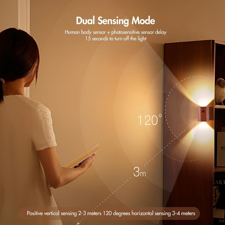 Picture of Rechargeable Wireless Motion Sensor Wall Light – Warm White, Battery Operated for Indoor, Hallway, Stairway, Bedroom