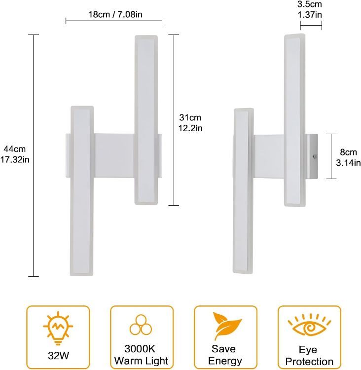 Picture of 32W LED Indoor Wall Light – Warm White 3000K Modern Wall Sconce