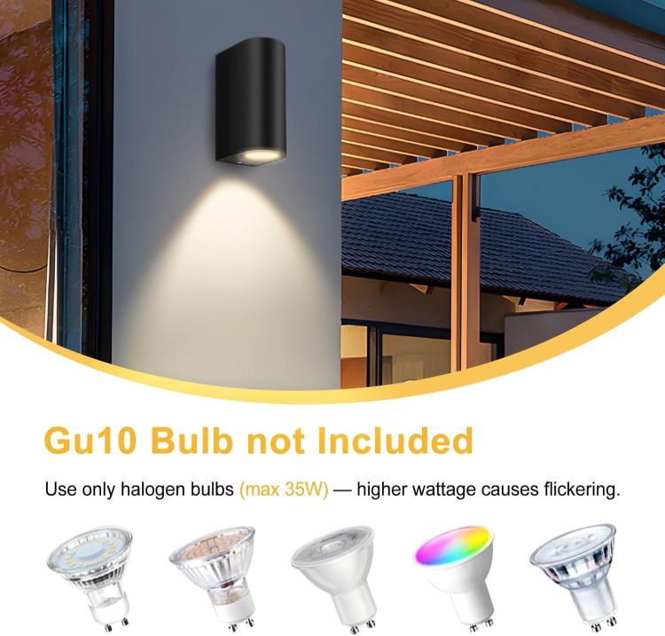 Picture of Outdoor Wall Light Up Down GU10 IP44 Black Modern Sconce for Porch & Patio