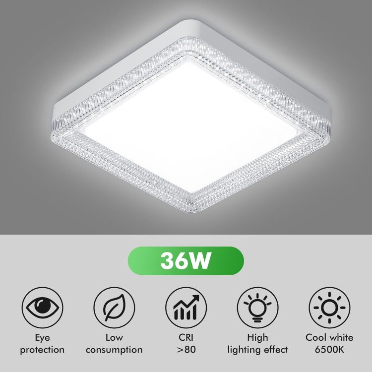 Picture of LED Ceiling Light, 36W Daylight White 6500K, 3240LM Bright Indoor Ceiling Lights for Bedroom, Kitchen, Hallway, Porch & More