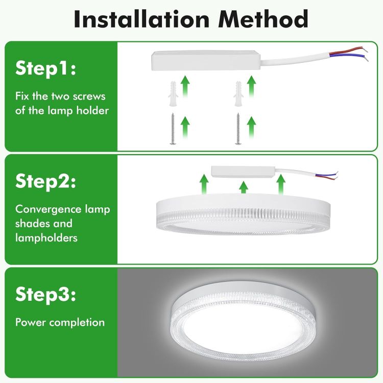 Picture of LED Ceiling Light, 36W Daylight White 6500K, 3240LM Bright Indoor Ceiling Lights for Bedroom, Kitchen, Hallway, Porch & More