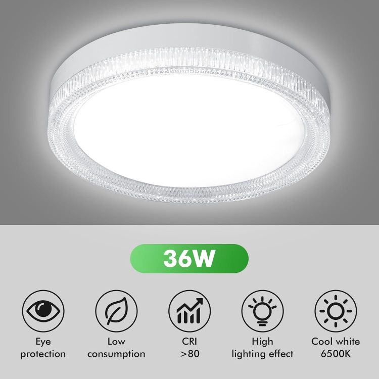 Picture of LED Ceiling Light, 36W Daylight White 6500K, 3240LM Bright Indoor Ceiling Lights for Bedroom, Kitchen, Hallway, Porch & More