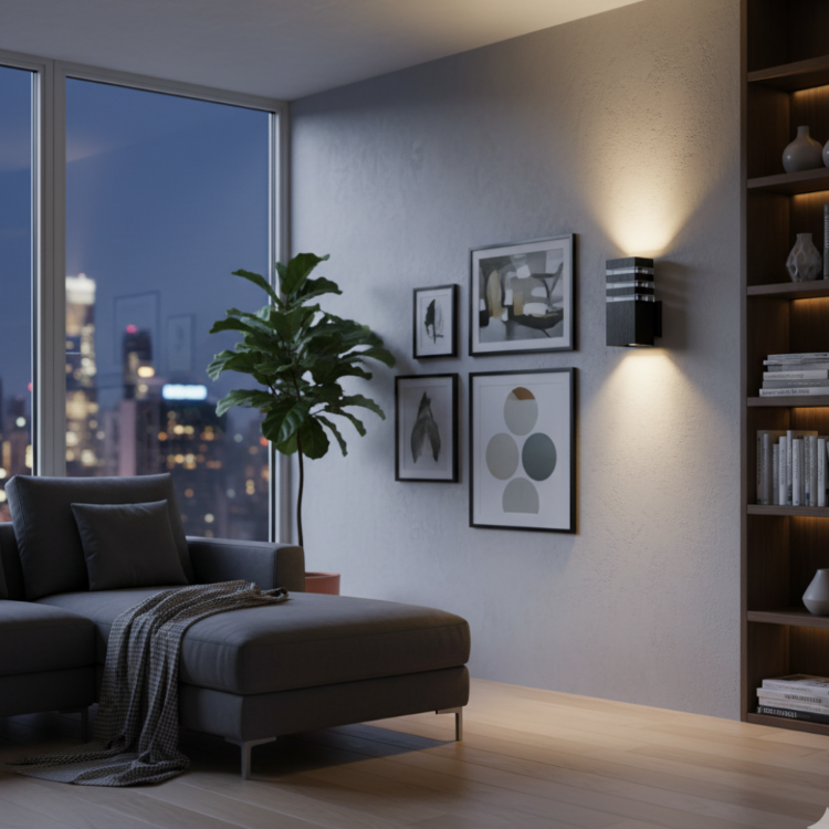 Weatherproof LED wall light for porch and outdoor areas